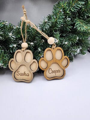 Dog Paw Ornaments Wooden ornament Personalized gift pet ornament Christmas ornament gift for pet parent Christmas gift Pet gift - image4